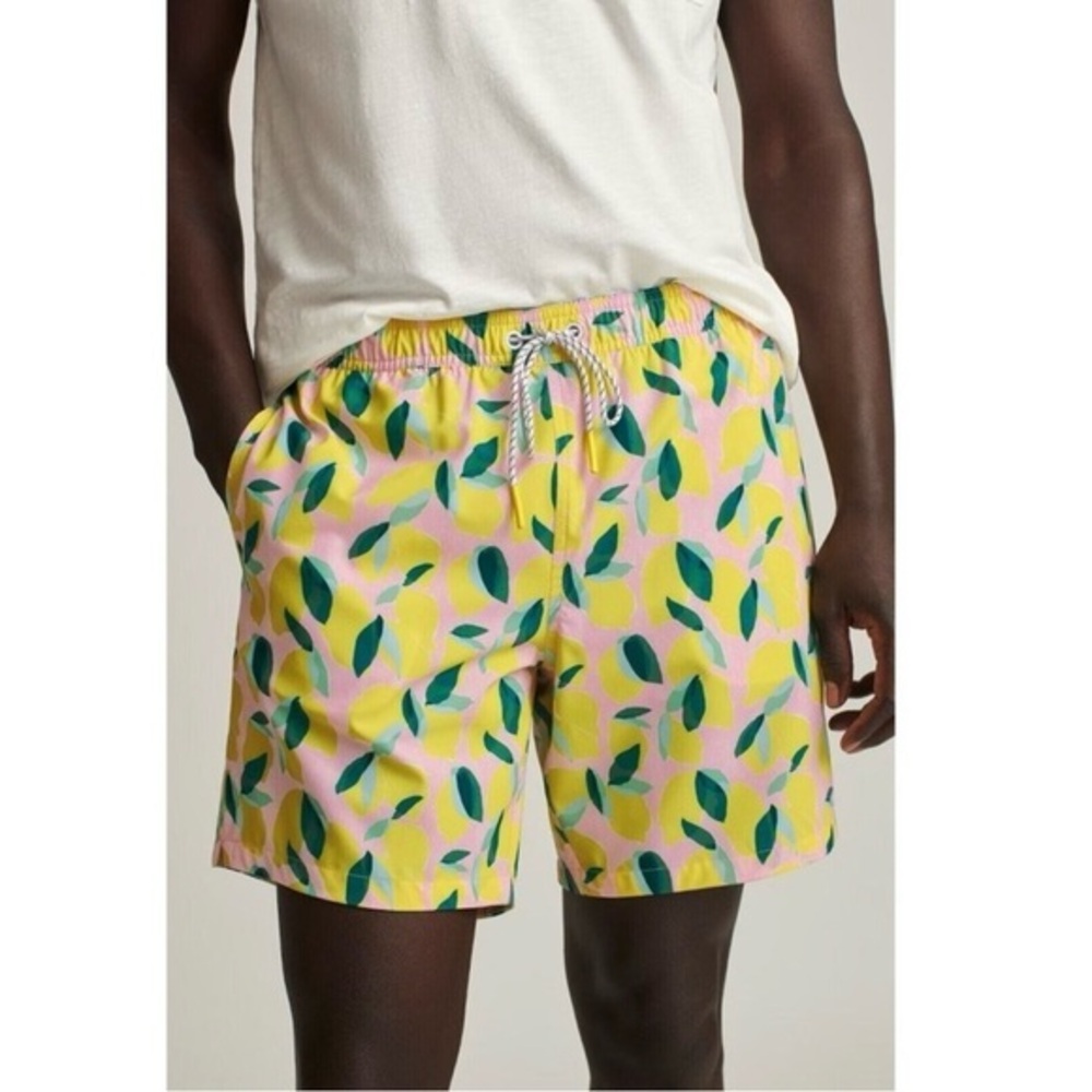 Bonobos Riviera Swim Trunks Board Shorts Painted Lemons‎ Pockets Size Large